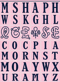 Pink Alphabetic Script Arrangement Rug