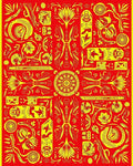 Vibrant Yellow Red Medallion Blooms Rug