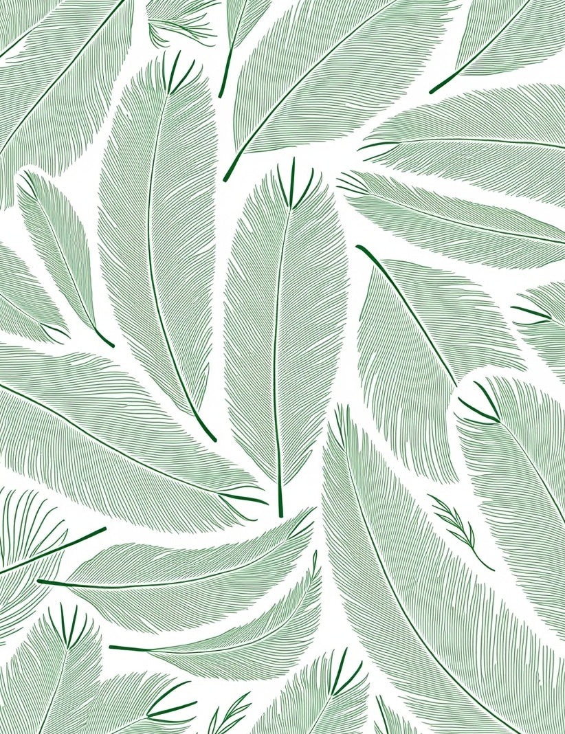 Green Feather Fern Arrangement Rug