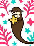 Whimsical Otter Starfish Coral Friends Rug