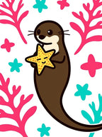 Whimsical Otter Starfish Coral Friends Rug