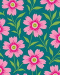 Pink Daisy Garden Teal Rug