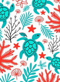 Teal Turtle Coral Sea Life Rug