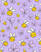 Whimsical Yellow Bee Lavender Floral Rug