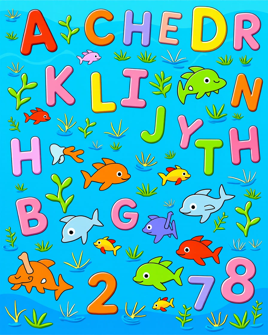 Cheerful Alphabet Sea Life Friends Rug