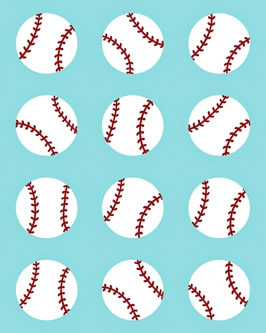 Sport White Baseball Arrangement Rug