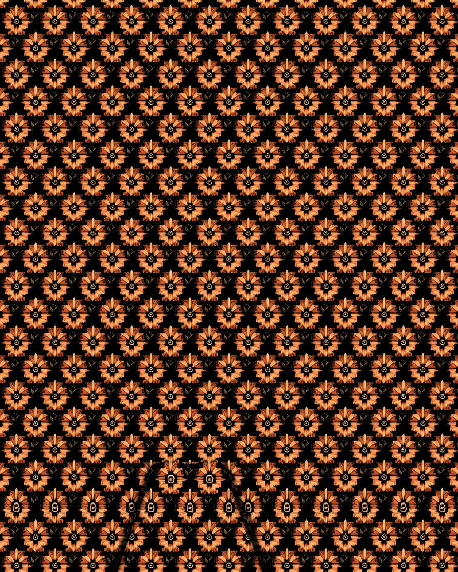 Golden Orange Floral Tessellation Rug