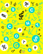 Yellow Abstract Alphabet Music Symbols Rug