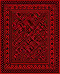 Bold Scarlet Maze Pattern Rug