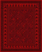Bold Scarlet Maze Pattern Rug