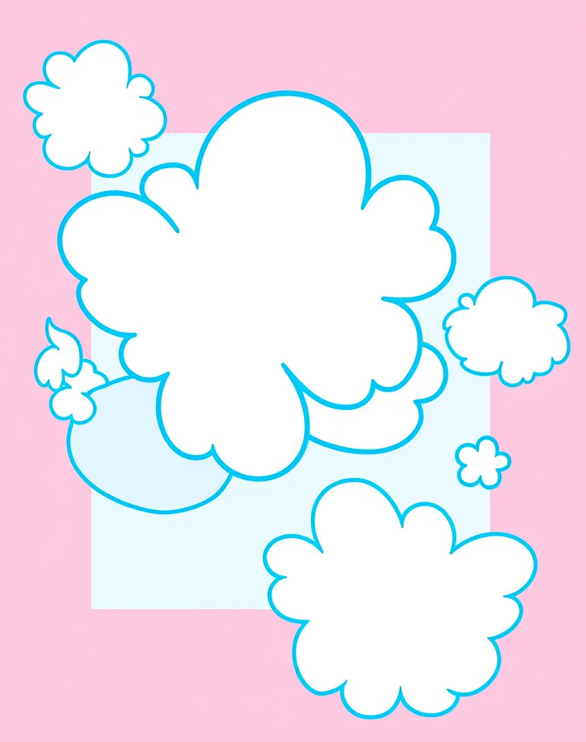 Whimsical Pink Cloudscape Abstract Rug