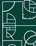 Deep Green Geometric Abstract Form Rug