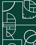 Deep Green Geometric Abstract Form Rug