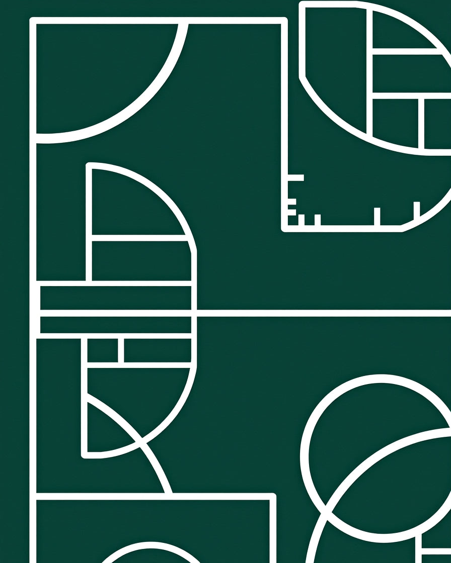 Deep Green Geometric Abstract Form Rug