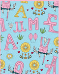 Whimsical Pink Yellow Alphabet Garden Rug