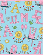 Whimsical Pink Yellow Alphabet Garden Rug