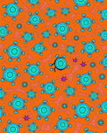 Bright Orange Cyan Starbursts Medallions Rug