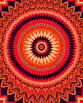 Vibrant Red Orange Mandala Sunburst Rug