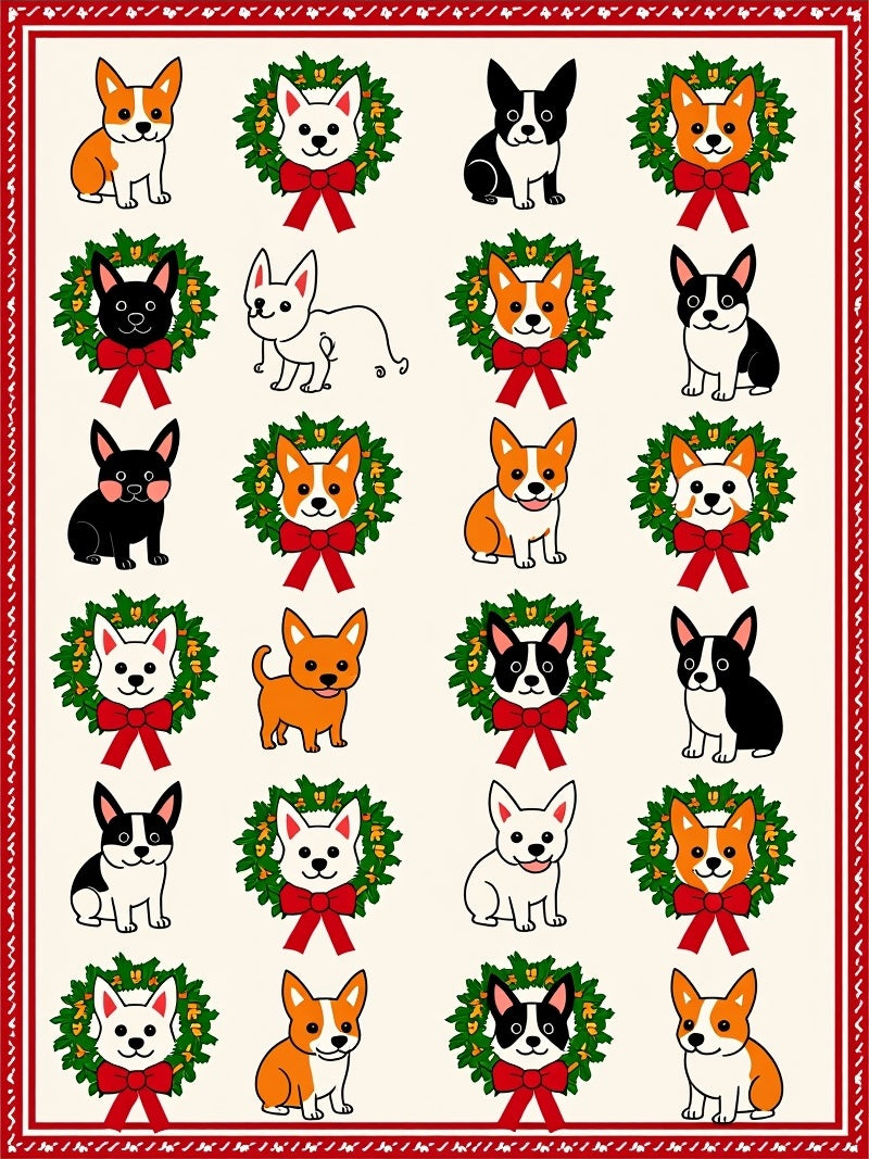 Christmas Corgi Wreath Collection Rug