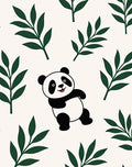 Playful Panda Bamboo Leaves Rug