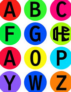 Alphabet Circles Vibrant Primary Colors Rug