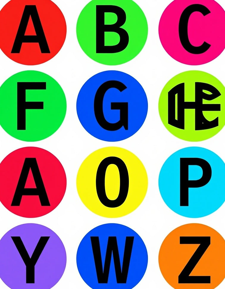 Alphabet Circles Vibrant Primary Colors Rug