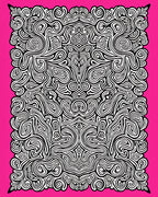 Pink Black Abstract Swirl Mandala Rug