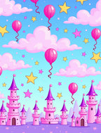 Pink Castle Balloons and Stars Rug