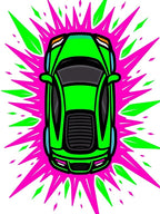 Bright Green Car Burst Rug