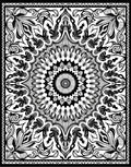 Monochromatic Folk Art Floral Mandala Rug