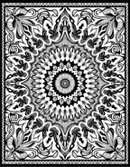 Monochromatic Folk Art Floral Mandala Rug