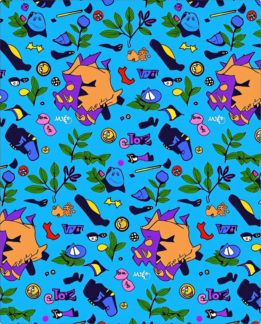 Abstract Faces And Foliage Rug