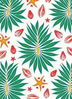 Tropical Green Palm Starfish Shells Rug