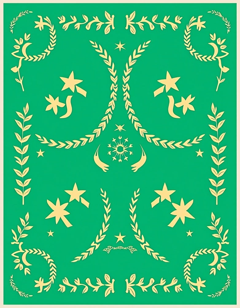 Golden Stars Laurel Wreath Garden Rug