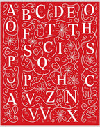 Crimson Alphabet Flourish Art Rug