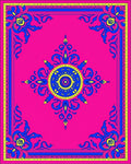 Hot Pink Royal Blue Yellow Medallion Border Rug
