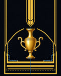 Golden Trophy Art Deco Black Rug
