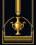 Golden Trophy Art Deco Black Rug