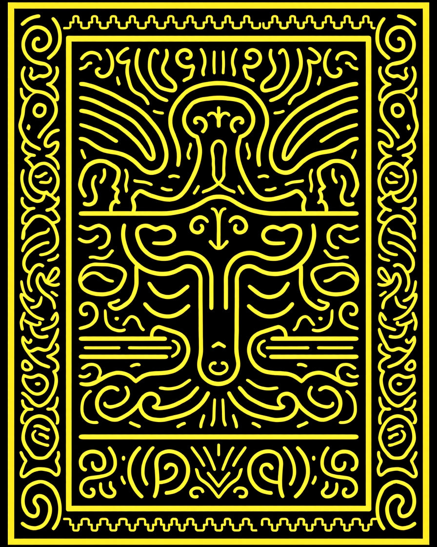 Bold Yellow Organic Abstract Rug