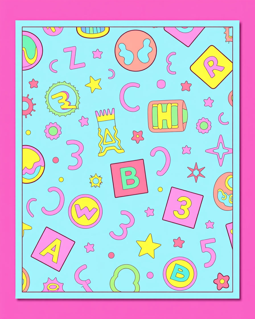 Whimsical Alphabet Numbers Playful Colors Rug