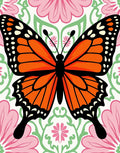 Orange Butterfly Garden Floral Rug