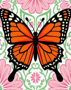 Orange Butterfly Garden Floral Rug
