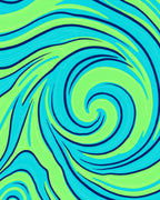 Vibrant Lime Blue Swirl Abstract Rug
