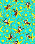 Cheeky Monkeys Yellow Stars Ocean Blue Rug