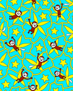 Cheeky Monkeys Yellow Stars Ocean Blue Rug