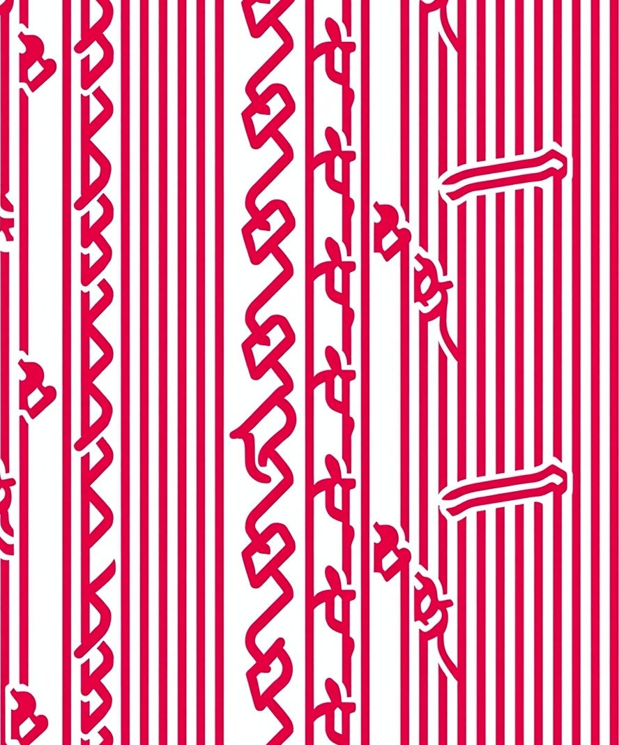 Bold Red Vertical Stripe Ribbon Rug
