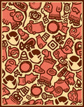 Playful Coral Cartoon Creature Collage Rug