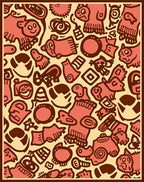 Playful Coral Cartoon Creature Collage Rug