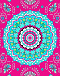 Vibrant Pink Turquoise Mandala Bloom Rug