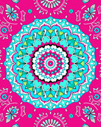 Vibrant Pink Turquoise Mandala Bloom Rug
